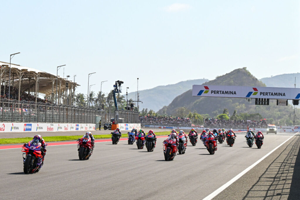 The start of Sunday's MotoGP race in Indonesia. Photo courtesy of Dorna.